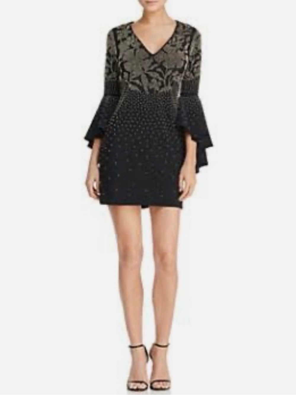Aqua Black Mini Dress with Gold Embellished Bodice - worn 1x